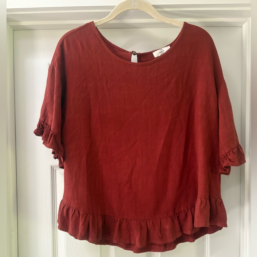 Entro Terracotta Ruffle Sleeve Blouse